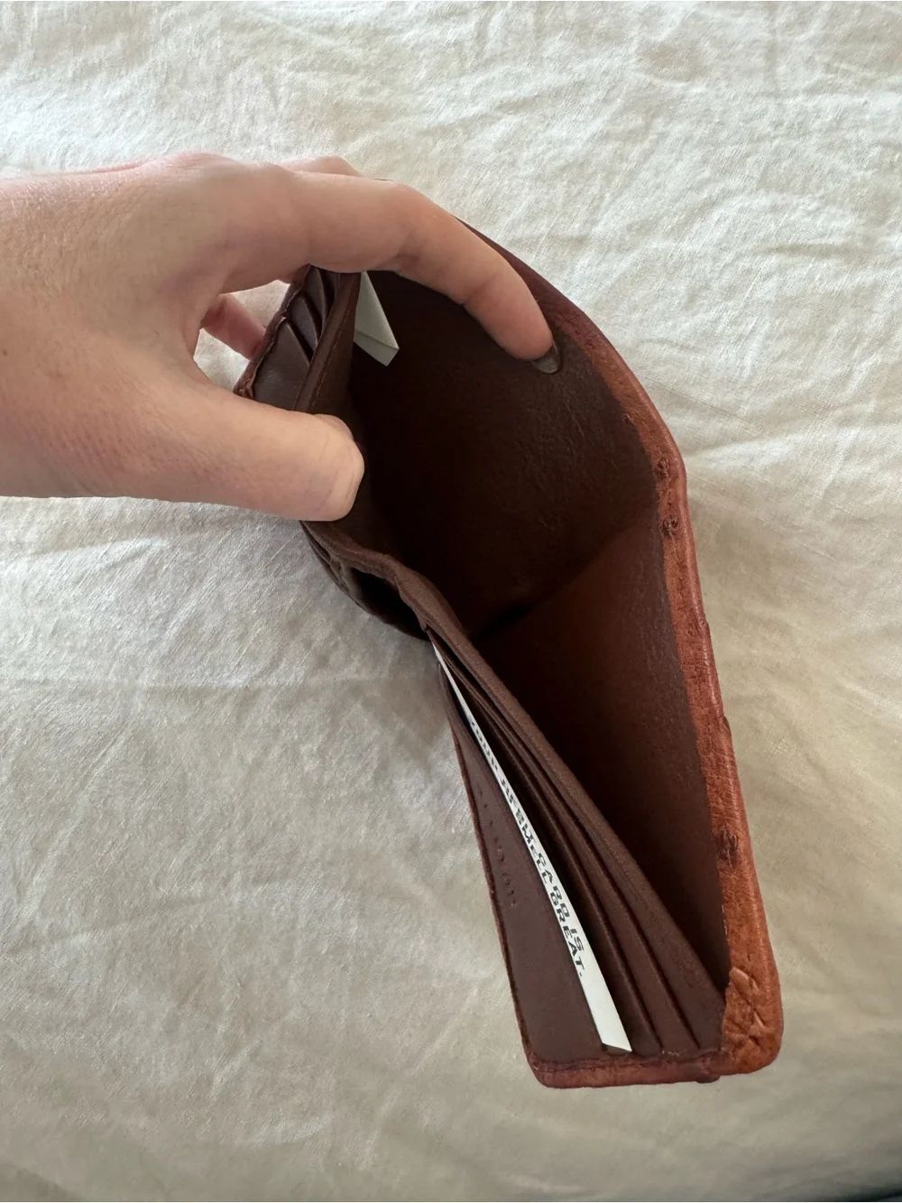 Tecovas Ostrich Bifold Wallet - NWT - Pecan color